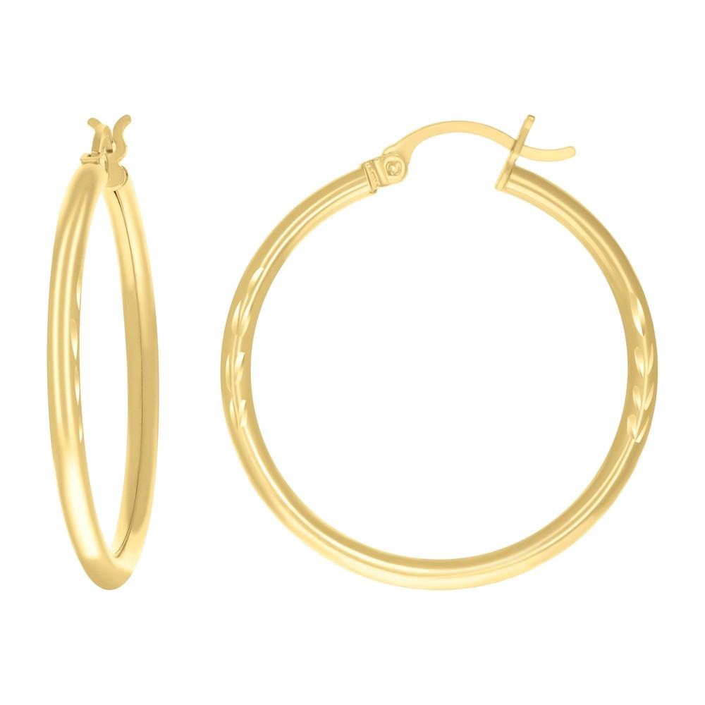 10kt 10k Yellow Gold Womens Diamond-Cut 30 mm x 2 mm Round Tube Hoop Earrings